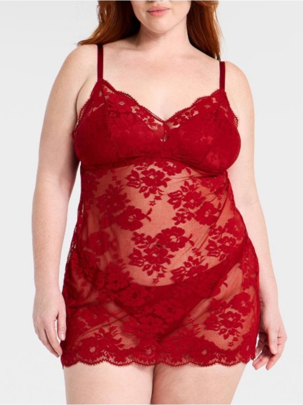 Auden Sexy Red Lace Babydoll Chemise Nightdress